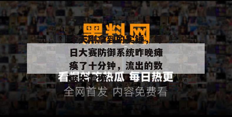 今天刚拿到的实锤，每日大赛防御系统昨晚瘫痪了十分钟，流出的数据太震撼